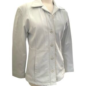 Wilsons Maxima White Leather Jacket Western Country Festive Button Blazer